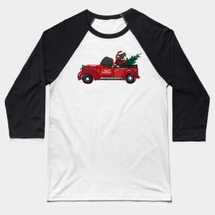 Cartoon Labradoodles Vintage Red Christmas Truck Baseball T-Shirt